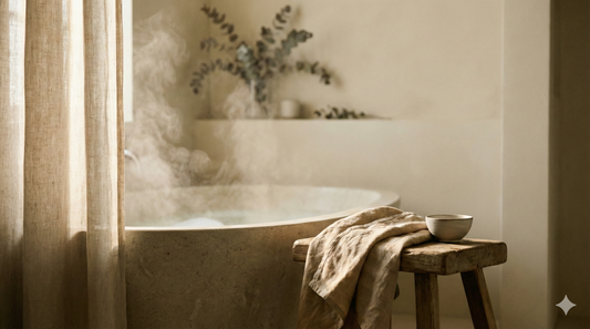 Rituel de bain naturel avec infusion pour le bain dans une ambiance calme